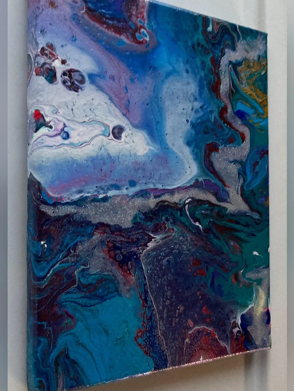 Abstract Fluid Pour Painting Blue Purple Acrylic 8